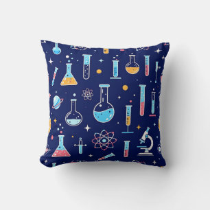 Colorful Science Lab Pattern Modern Chemistry Cushion