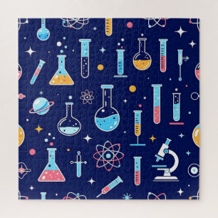 Colorful Science Lab Pattern Modern Chemistry Jigsaw Puzzle