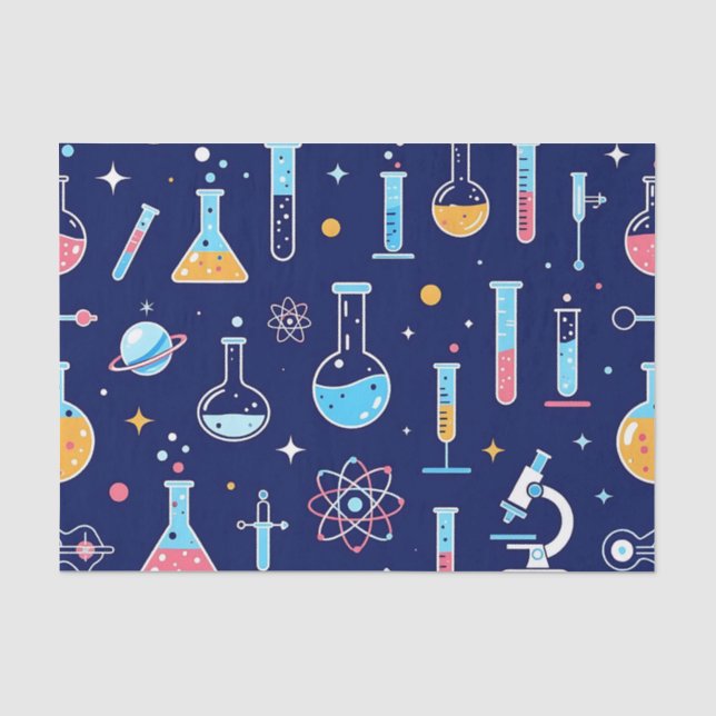 Colorful Science Lab Pattern Modern Chemistry  Tissue Paper (Front)