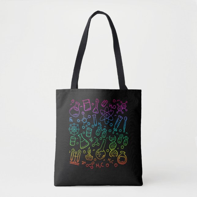 Colorful Science Symbols Chemistry Physics Tote Bag (Front)