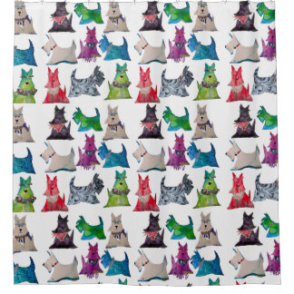 Colorful Scotties Shower Curtain