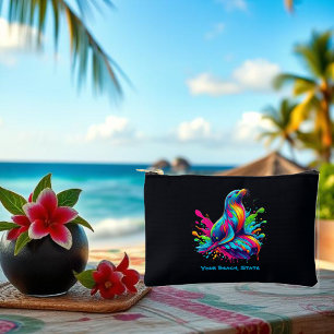 Colorful Sea Lion Splash Zippered Pouch