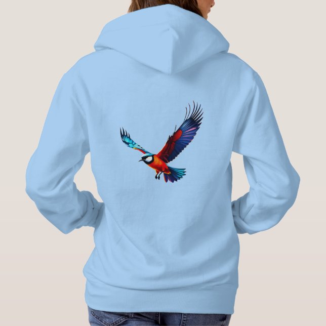 Colorful Seagull in Flight Hoodie (Back)
