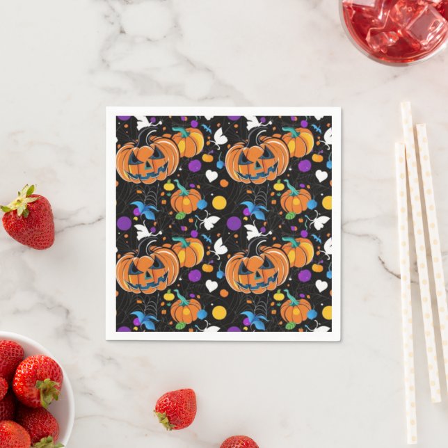 Colorful seamless Halloween pattern Napkin (Insitu)