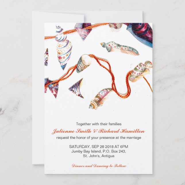 Colorful Seashells | Beach Wedding Invitations (Front)