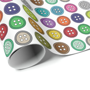 Colorful Sewing Buttons Tailor Birthday Wrapping Paper