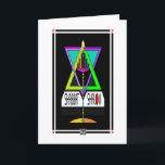 Colorful Shabbat Shalom Menorah In Magen David Card<br><div class="desc">To delight recipients,  send this most-colorfully lit and tall menorah within a multi-hued Magen David,  which is artistically declaring Shabbat Shalom in a new and unique manner!  ~ karyn</div>