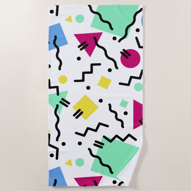 Colorful Shapes Abstract Art Pattern Beach Towel (Front)