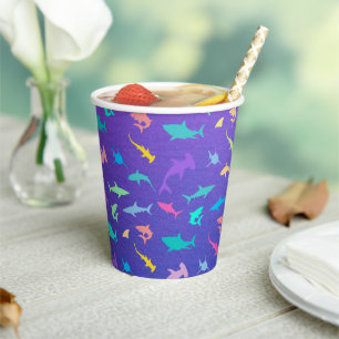 Colorful shark under the sea School Party Paper Cups