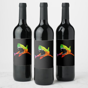 Colorful Shark Wine Label