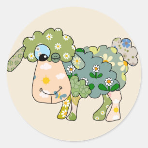 colorful sheep classic round sticker