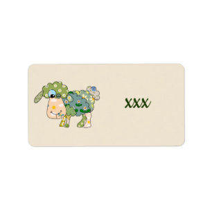 colorful sheep, personalized label
