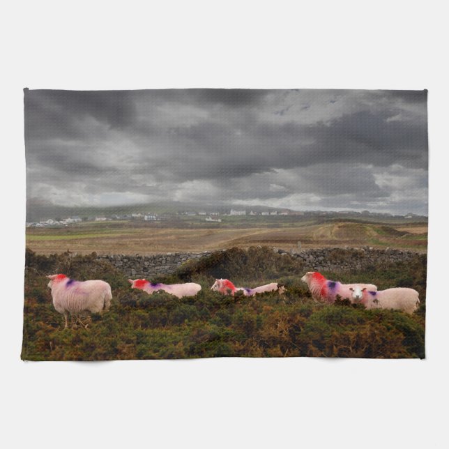 Colorful sheep tea towel (Horizontal)