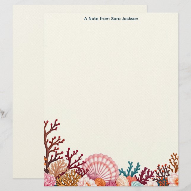Colorful Shell Border Stationery Paper Custom Letterhead (Front/Back)