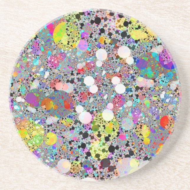 Colorful Shiny Stones Terrazzo Fractal Art Pattern Coaster (Front)
