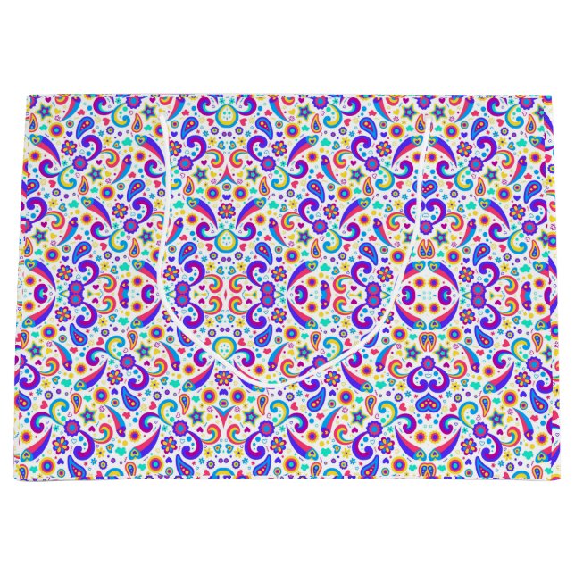 Colorful shopping bag with a vibrant paisley  (Front)