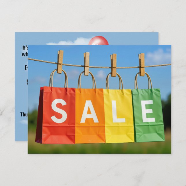 Colorful Shopping Bags Sale On Line Postcard (Front/Back)