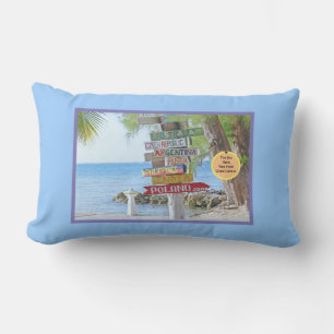 "COLORFUL SIGNS AT RUM POINT, GR. CAYMAN" LUMBAR P CUSHION