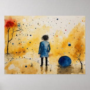 Colorful Silhouette Watercolor Wall Poster
