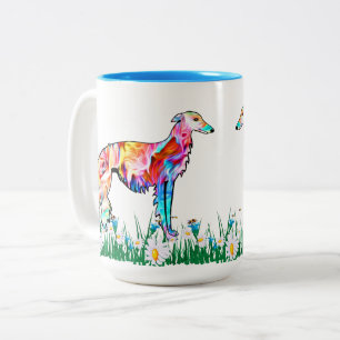 Colorful Silken Windhound Two-Tone Coffee Mug