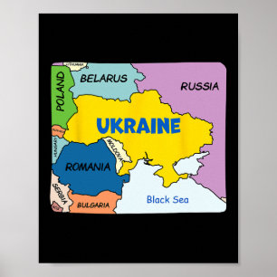 Colorful Simplified Ukraine Map Poster