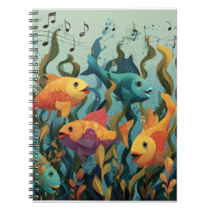 Colorful Singing Fish Underwater Art Notebook