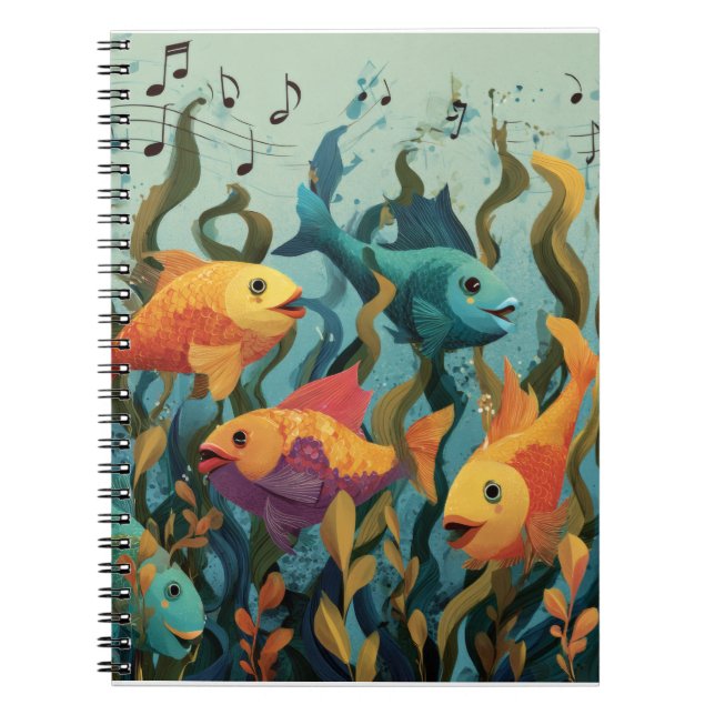 Colorful Singing Fish Underwater Art Notebook (Front)