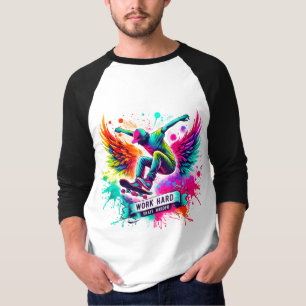 Colorful Skateboarder Graphic T-Shirt