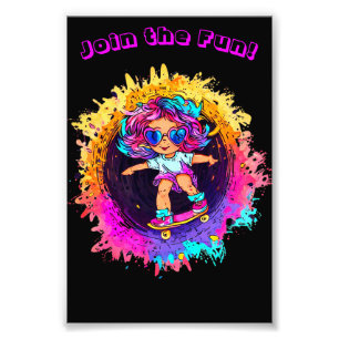 COLORFUL SKATEBOARDING INVITES! PHOTO PRINT