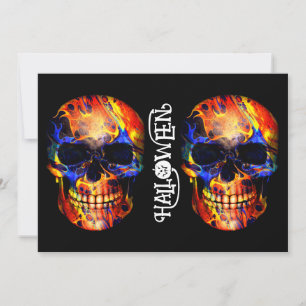 COLORFUL SKULL SKELETON HAPPY HALLOWEEN INVITATION
