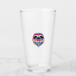 Colorful Sloth Face Cute Rainforest Jungle Animals Glass