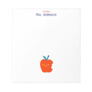 Colorful Smiling Apple Kindergarden Teacher Notepad