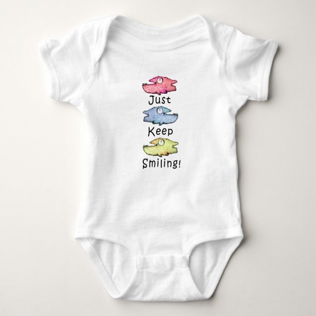 Colorful Smiling Fish Baby bodysuit (Front)