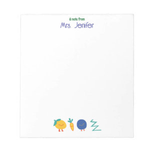 Colorful Smiling Fruits Kindergarden Teacher Notepad