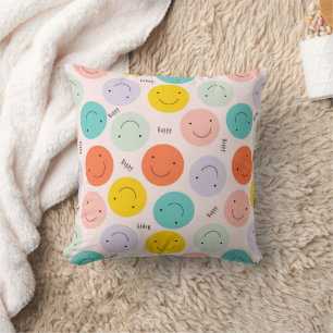 Colorful Smiling Happy Face Pattern Cushion