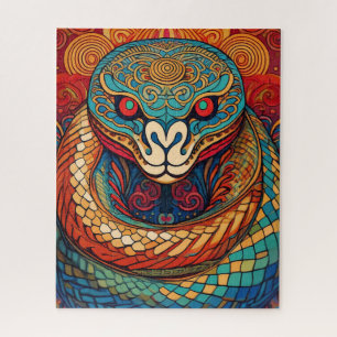 Colorful Snake in Intricate Swirls and Patterns Jigsaw Puzzle