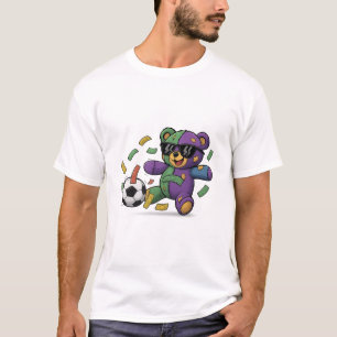 Colorful Soccer Teddy Bear with Money T-Shirt