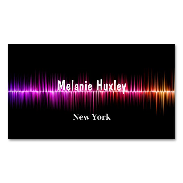 Colorful Sound Waves Magnetic Business Card (Front)