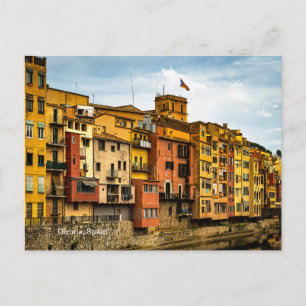 Colorful Spain Girona River Reflection Photography Postcard
