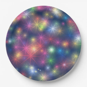 Colorful Sparkles Party Lights Paper Plate