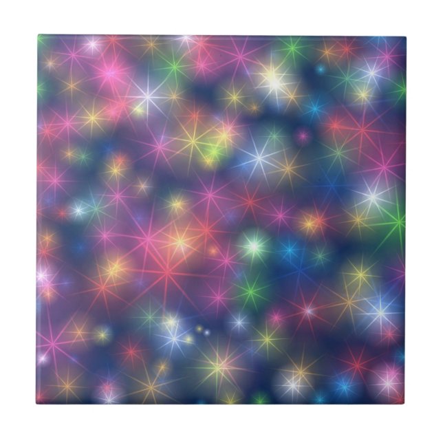 Colorful Sparkles Party Lights Tile (Front)