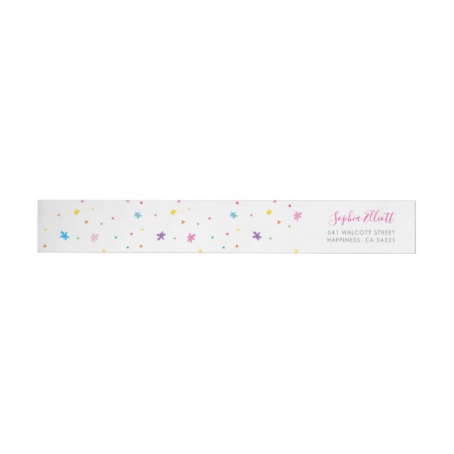 COLORFUL SPARKLES pretty bright rainbow colours Wrap Around Label (Individual)