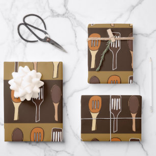 Colorful Spatula Cooking Kitchen Dining Wrapping Paper Sheet