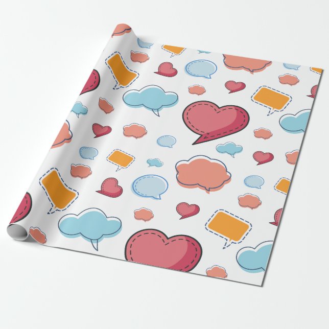 Colorful speech bubbles seamless pattern wrapping paper (Unrolled)