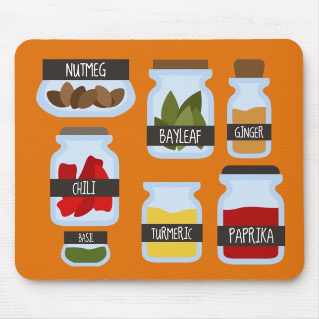 Colorful spice jars cooking style mouse pad (Front)