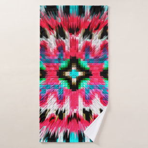 Colorful spiky kaleidoscopic patternabstract, art, bath towel