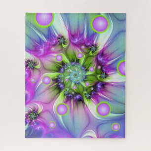 Colorful Spiral Round Shapes Abstract Fractal Art Jigsaw Puzzle