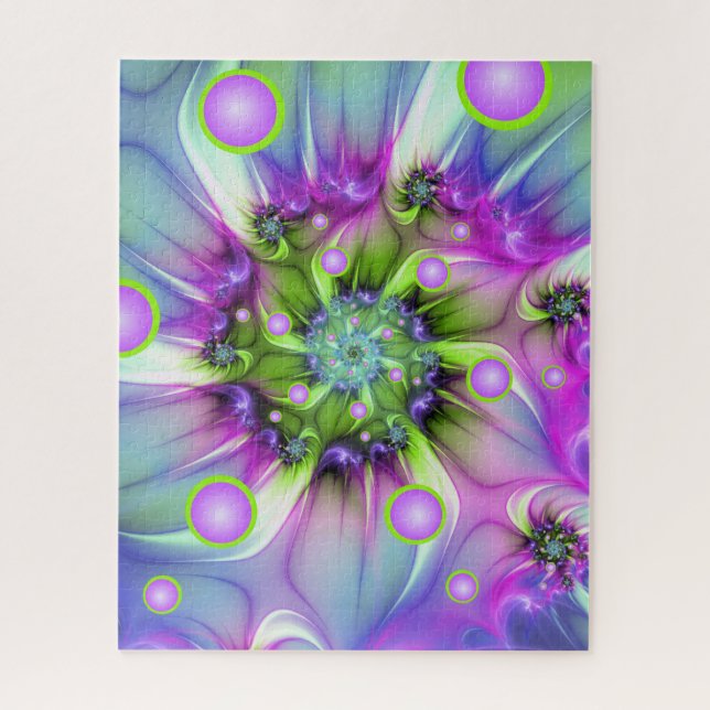 Colorful Spiral Round Shapes Abstract Fractal Art Jigsaw Puzzle (Vertical)