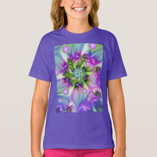 Colorful Spiral Round Shapes Abstract Fractal Art T-Shirt
