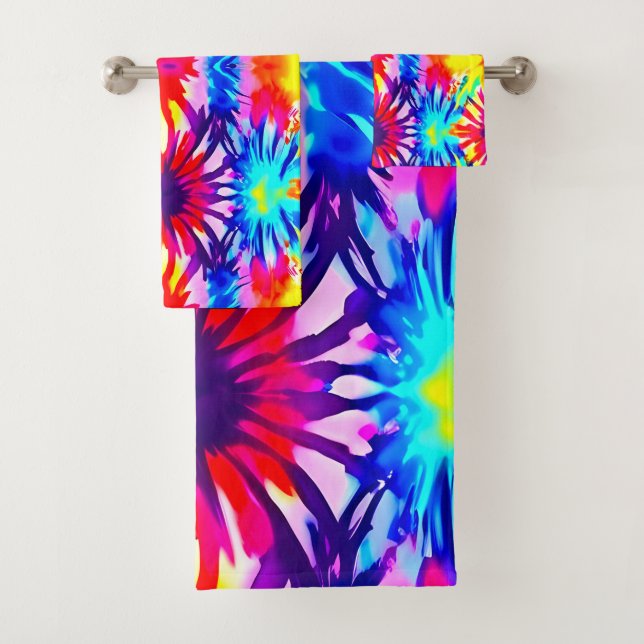 COLORFUL SPLASH DESIGN MODERN TIE-DYE  BATH TOWEL SET (Insitu)